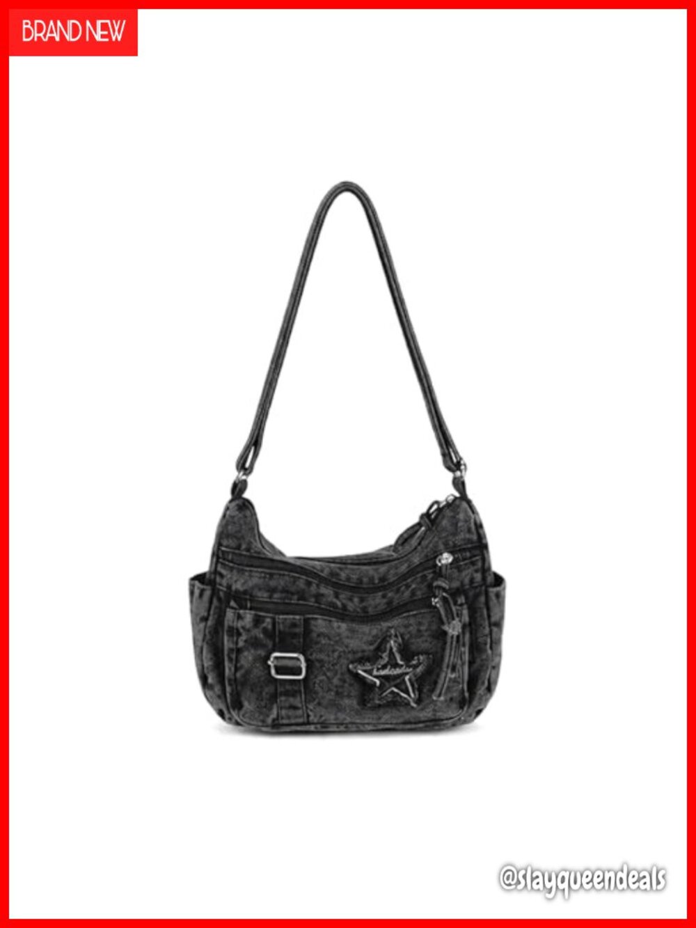 Washed Denim Canvas Crossbody Bag Vintage Jean Shoulder Purse Satchel Hobo